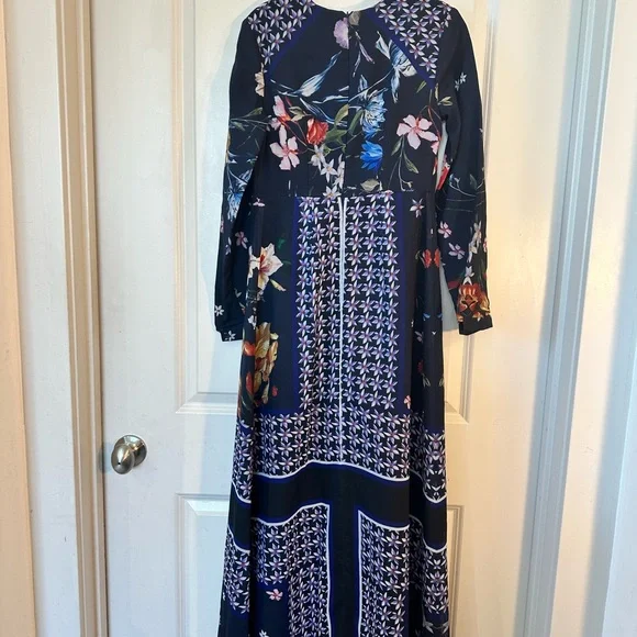 Annah Hariri  Modest Chiffon Navy Scarf Full Length/Coverage Maxi Dress, Size 6 - Picture 10 of 13